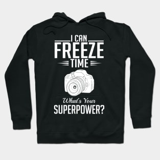 I can freeze time what's your superpower? (white) Hoodie